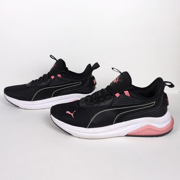 PUMA Amplifier Lace Up Athletic Sneakers Black Pink White Mesh Upper Women's 8.5 - Picture 5 of 8